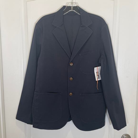 Quince Mens Organic Cotton Stretch Blazer in Charcoal Career Pockets NWT M - Picture 2 of 6